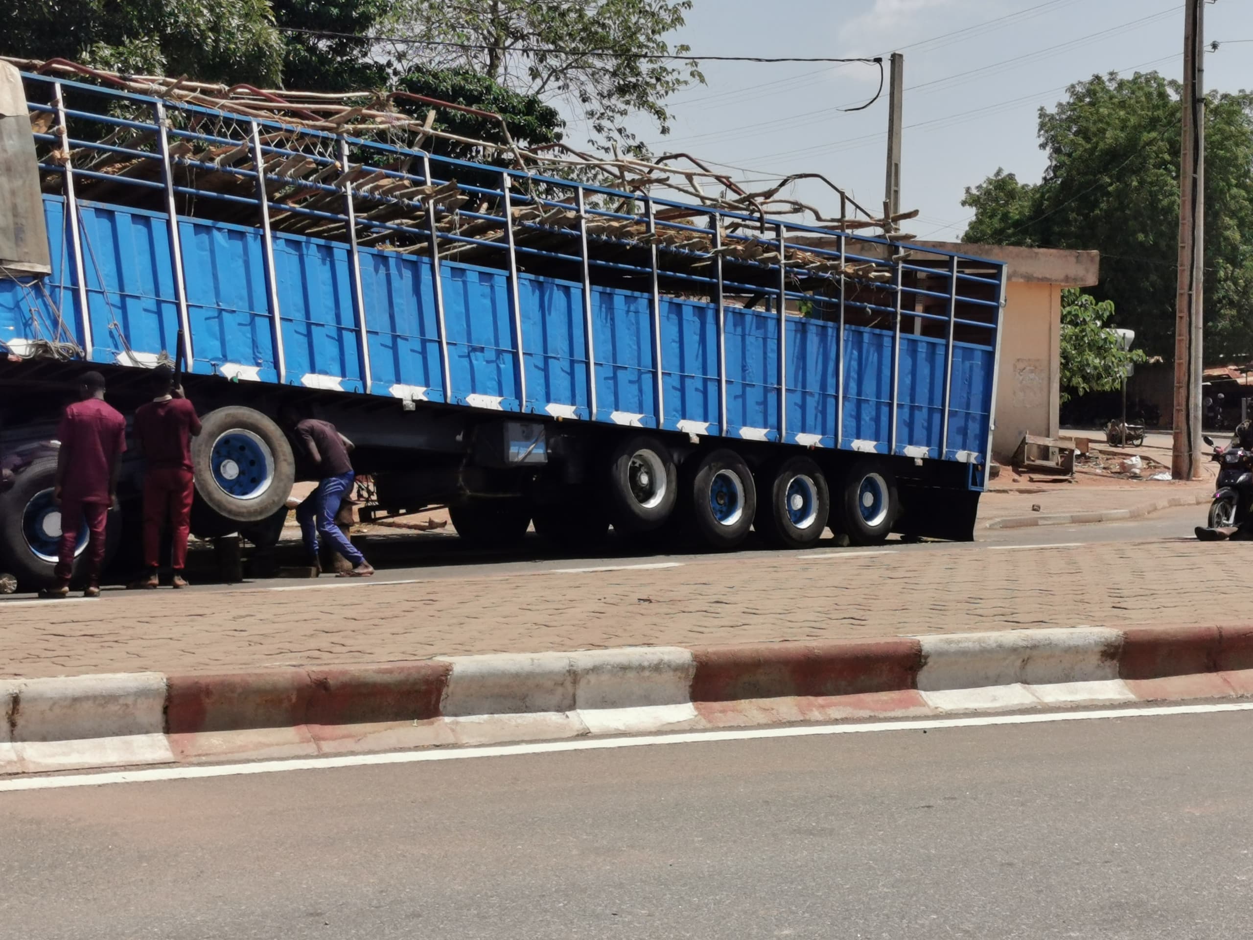 Parakou : Un camion de bétail se renverse, un blessé et plusieurs animaux tués